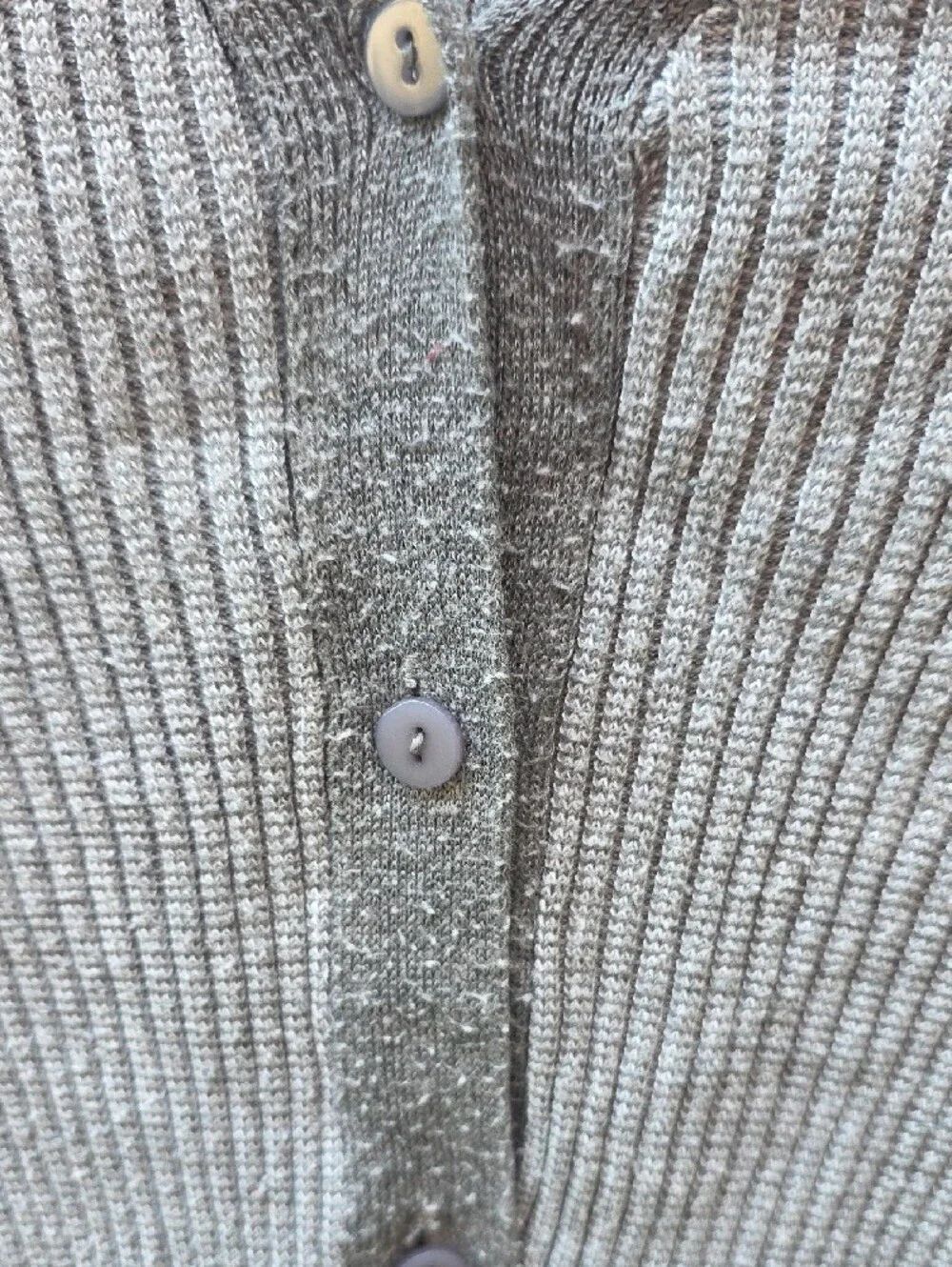 Light Gray Ribbed V-Neck Button Cardigan - Picture 2 of 5